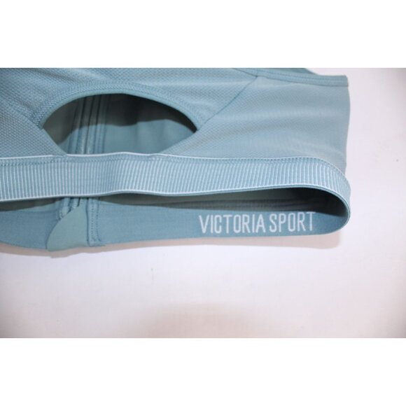 Victoria Sport Sports Bra 32 D Blue Green Zipper Front Workout Yoga Athletic - Picture 11 of 13